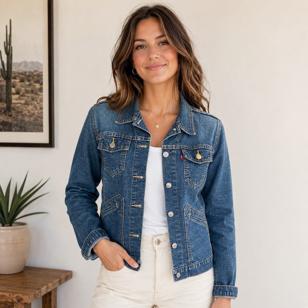 Levi’s blue Jean jacket preppy classic Medium Y2K